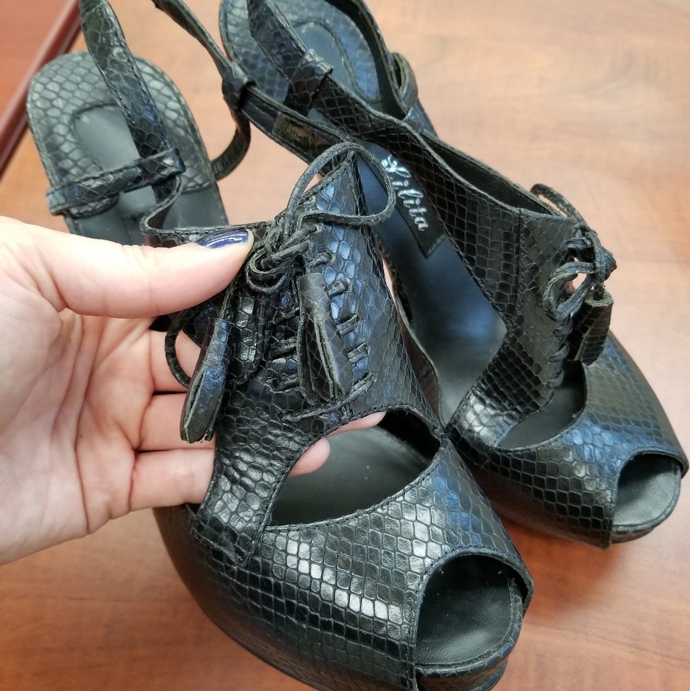 Python Like Leather Stiletto Heels - image 5